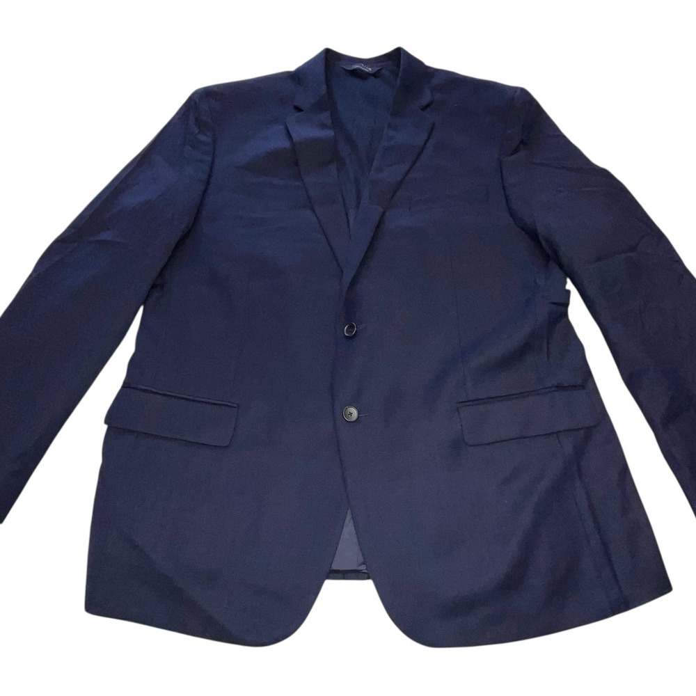 Jos A Bank Traveler Tech Navy Wool Blend Sport Coat Blazer 48 Long Slim Fit NWOT